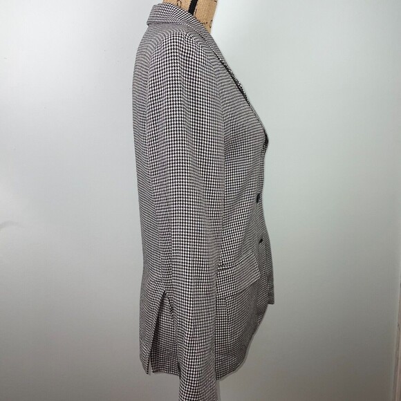 Jones & Co Vintage Houndstooth Gingham Blazer Wool Blend Black White Women's S - Picture 8 of 12